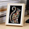 Framed Pearl Diamond Painting - Special Shaped - Jewelry Cat Silhouette (17x22cm)