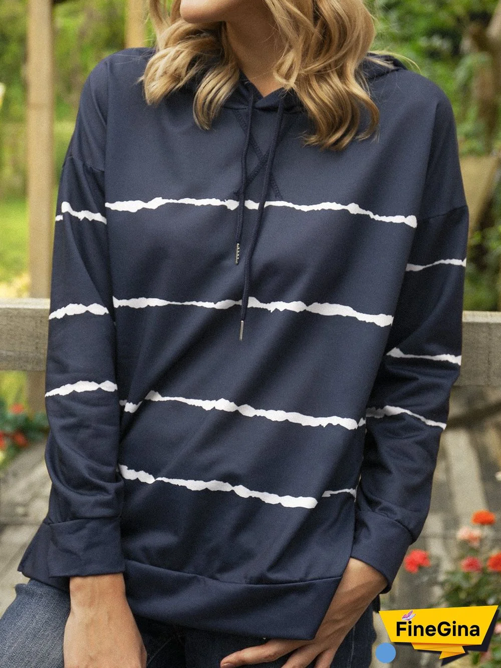 Cotton-Blend Hoodie Long Sleeve Sweatshirt