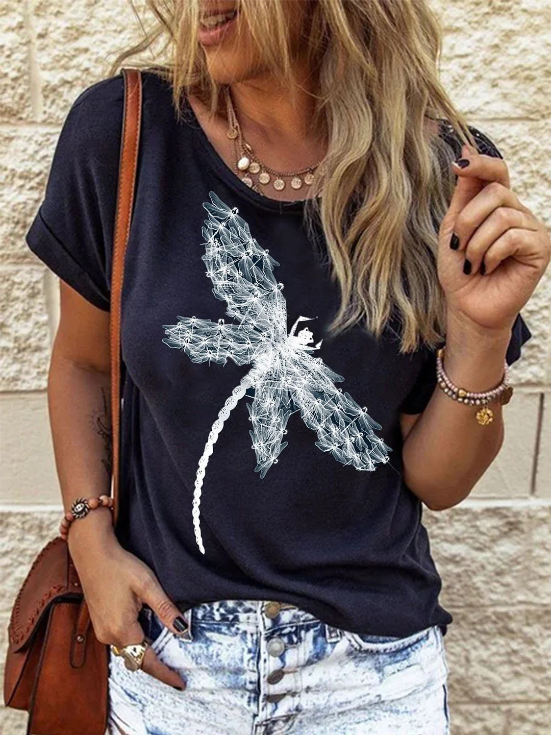 Casual Crew Neck Floral-Print Short Sleeve Shirts & Tops