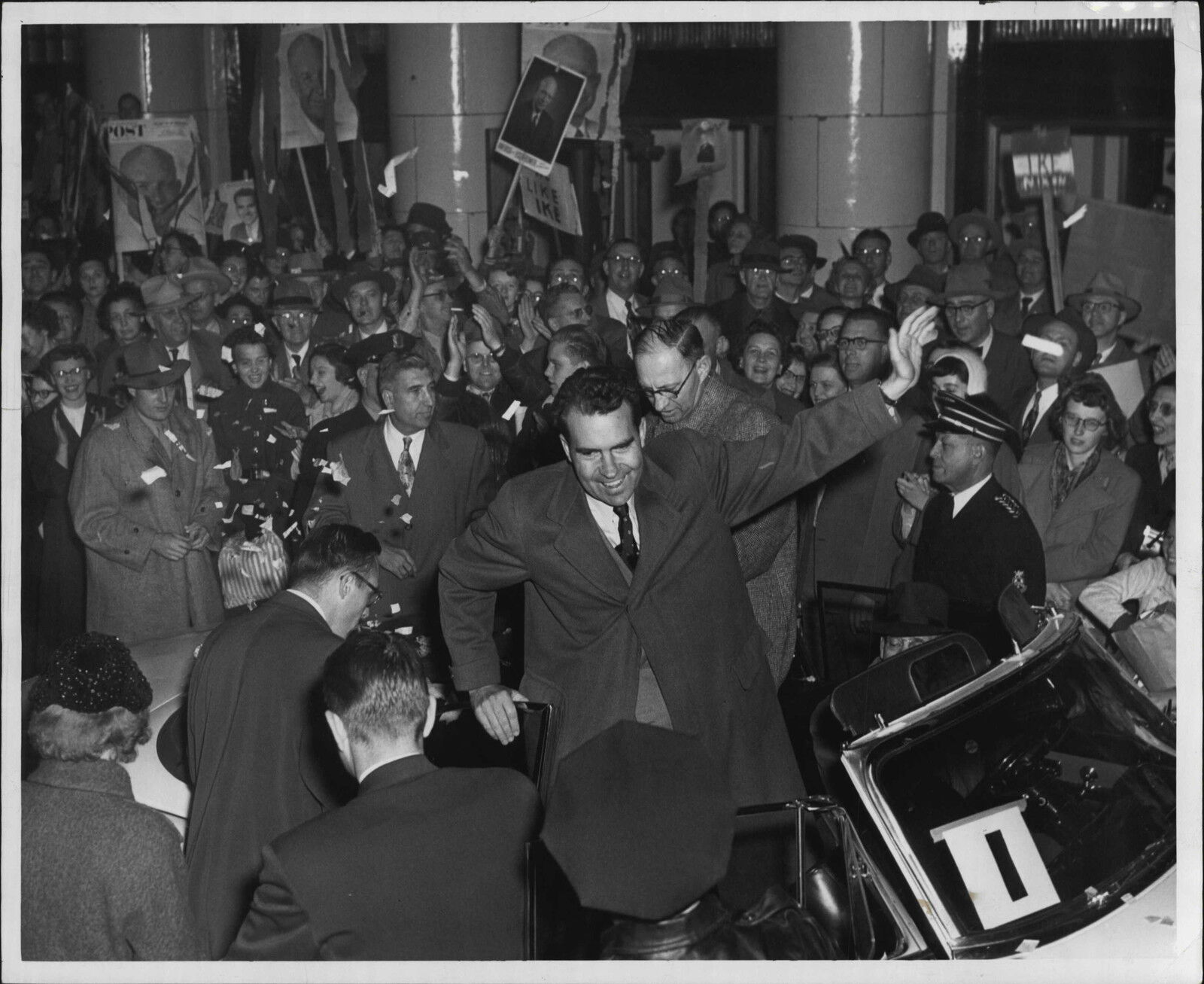 Senator Richard Nixon on the Vice Presidential Campaign Trail Press Photo Poster painting