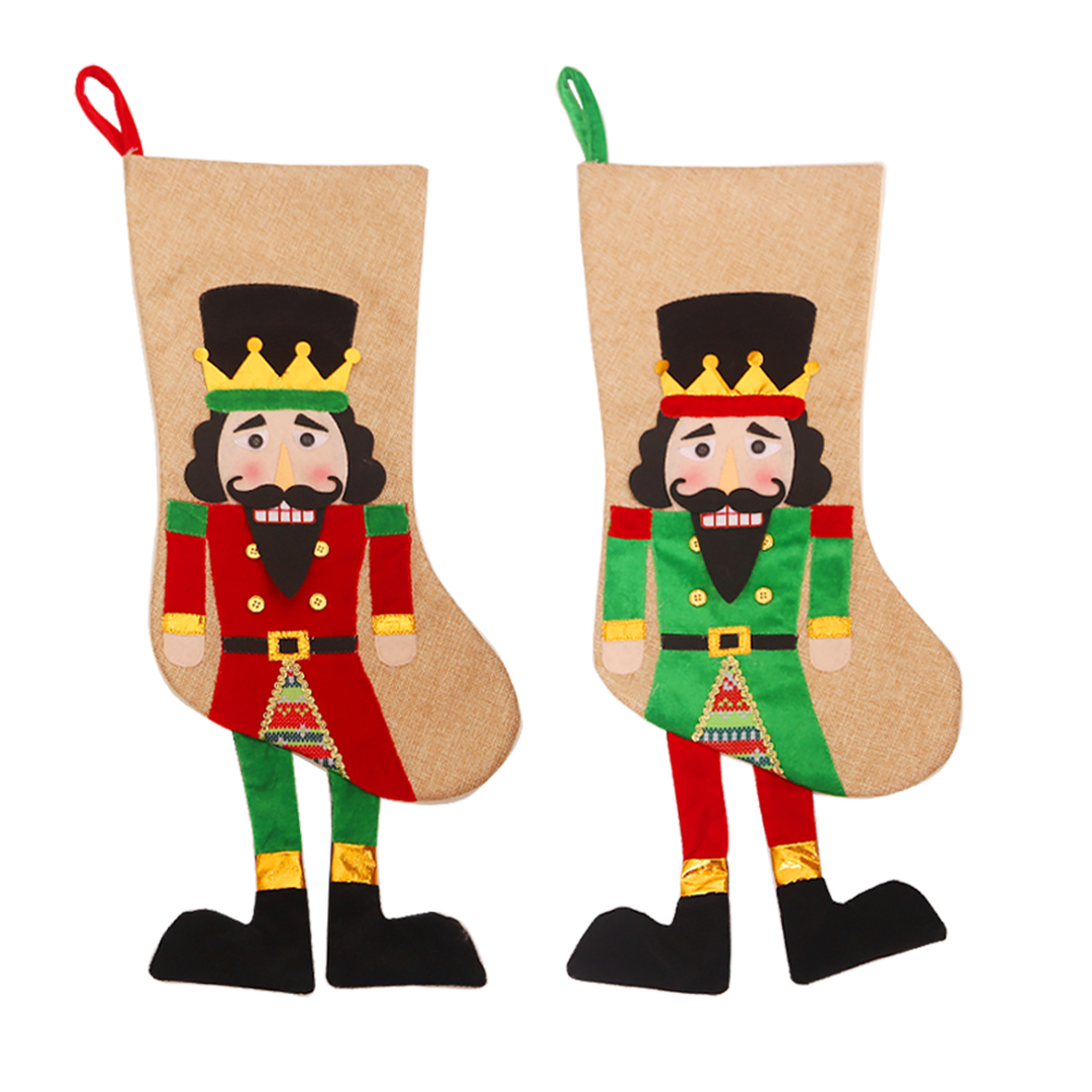 

Cartoon Walnut Soldier Christmas Stocking Linen Sock Party Candy Gift Bag, Green, 501 Original