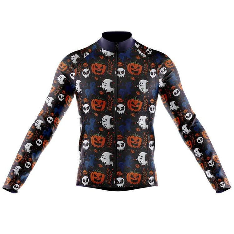 Halloween Pumpkin Men's Long Sleeve Cycling Jersey