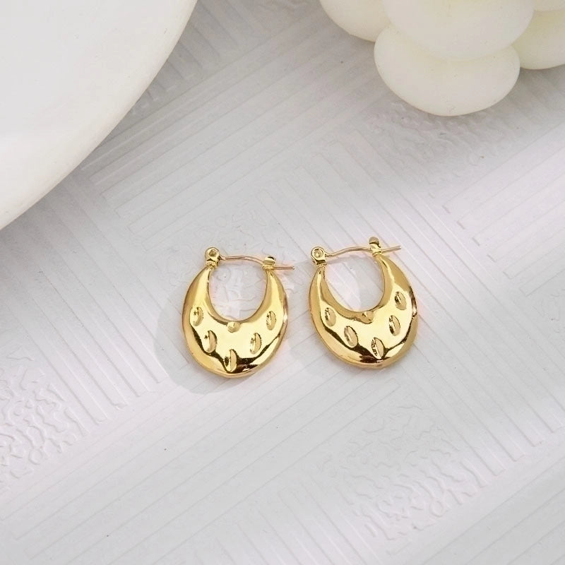 1 Pair Vintage Style U Shape Geometric Heart Shape Plating 304 Stainless Steel None 18K Gold Plated Hoop Earrings