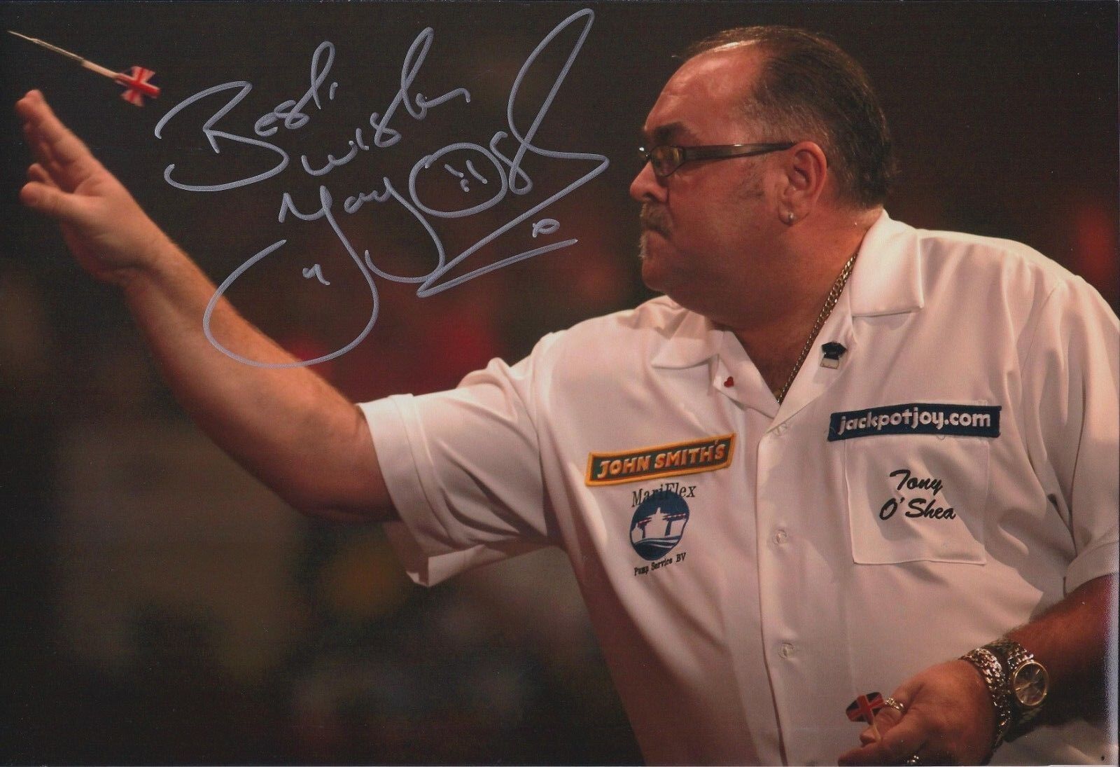 Tony O'SHEA Signed Autograph Photo Poster painting AFTAL COA SILVERBACK Darts Player