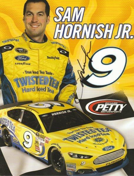 SAM HORNISH JR Signed Hero Card NASCAR Autographed