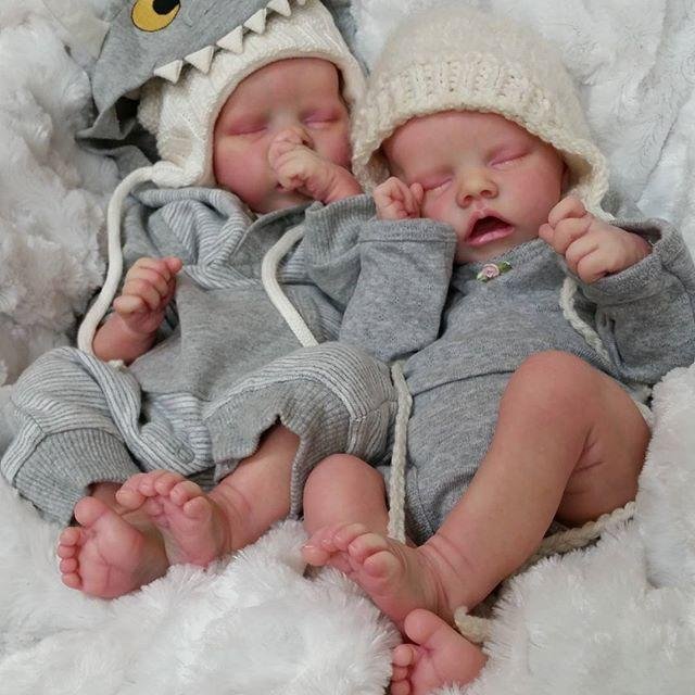 Reborn Baby Dolls Twins -12'' Realistic Look Real Sleeping Silicone Baby Girl Dolls Calista and Adonie [Kids Gifts Sale]