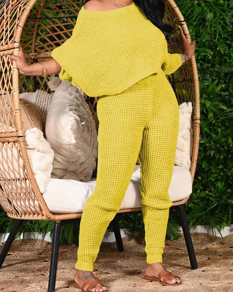 Two-piece Solid Color Bat Sleeve Sweater
