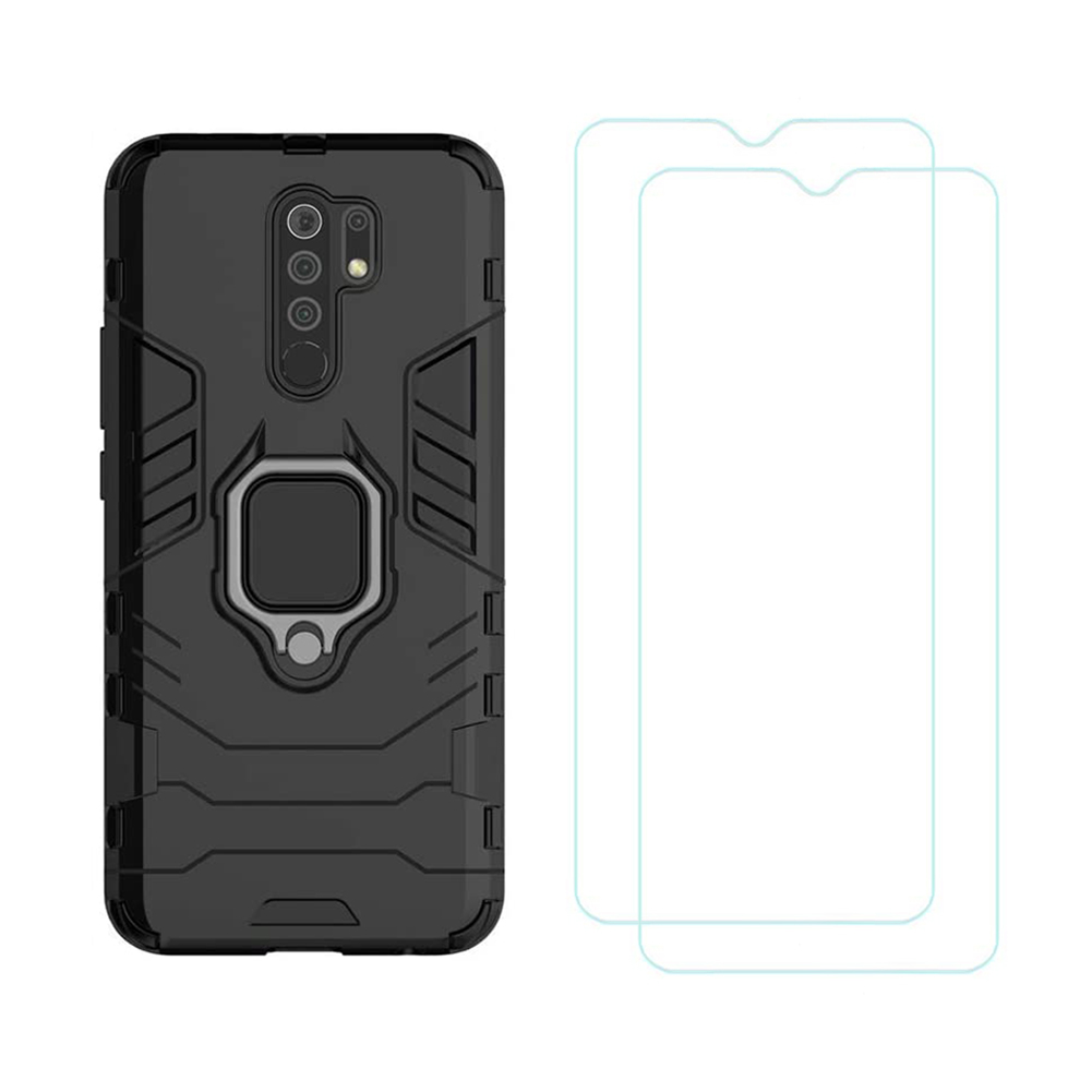 

TPU Mobile Phone Bumper Case for Xiaomi Redmi 9 w/ 2x Tempered Glass Films, 501 Original