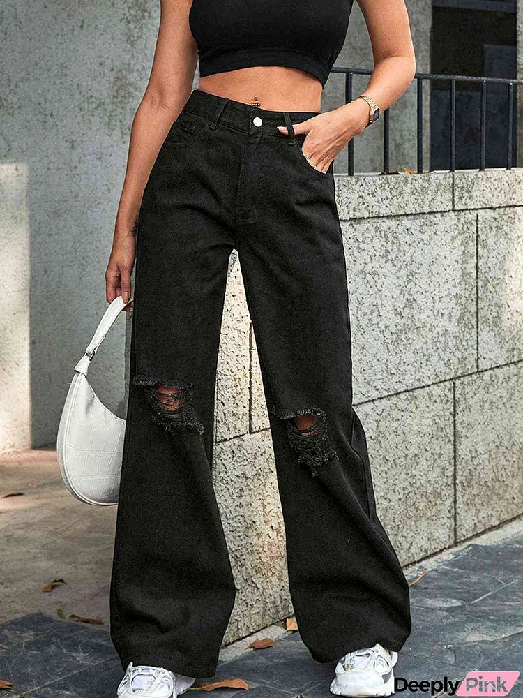 Distressed Wide Leg Jeans