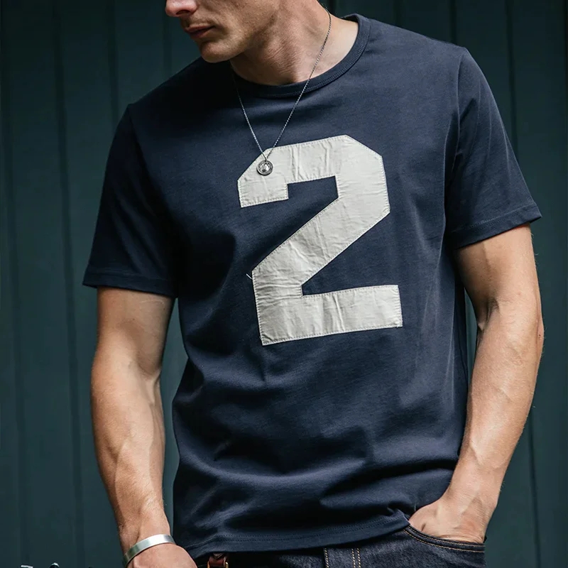 Vintage Cotton Number 2 Short-sleeved Casual T-shirt