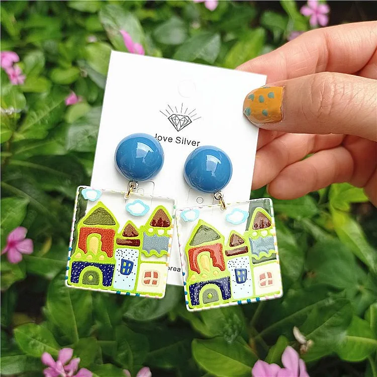 Cute House Robot Earrings