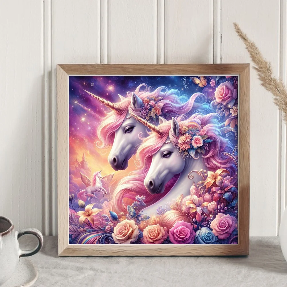 DIY Stamped Cross Stitch 18CT Full Embroidery 50*50cm - Rose Unicorn