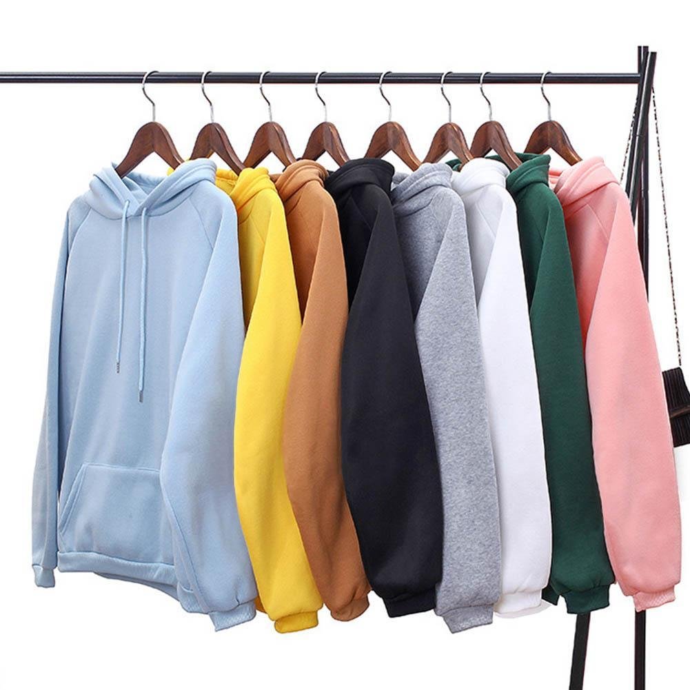 New Sweatshirts Women Casual Women Solid Color Long Sleeve Pocket Loose Drawstring Hoodie Sports Top Pullover Clothes Sweatshirt