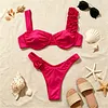 Stylish Rose-Themed Solid-Color Sexy Bikini Set by Inlyline
