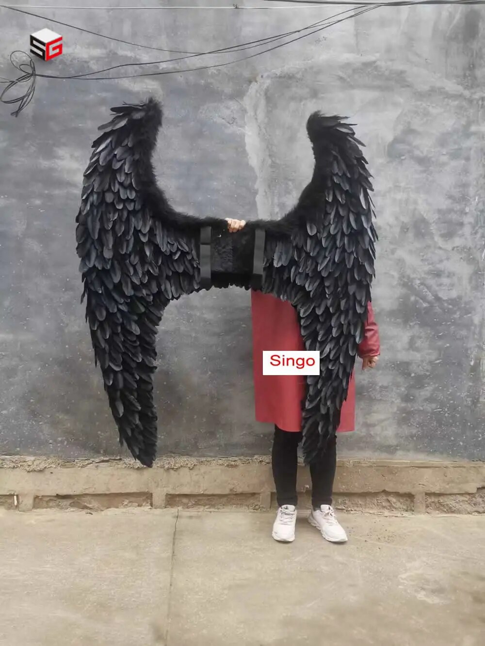 VCshoes Black Devil Angel Wings For Home Large Event Background Bar Decor Big White Natural Feather Fairy Wings