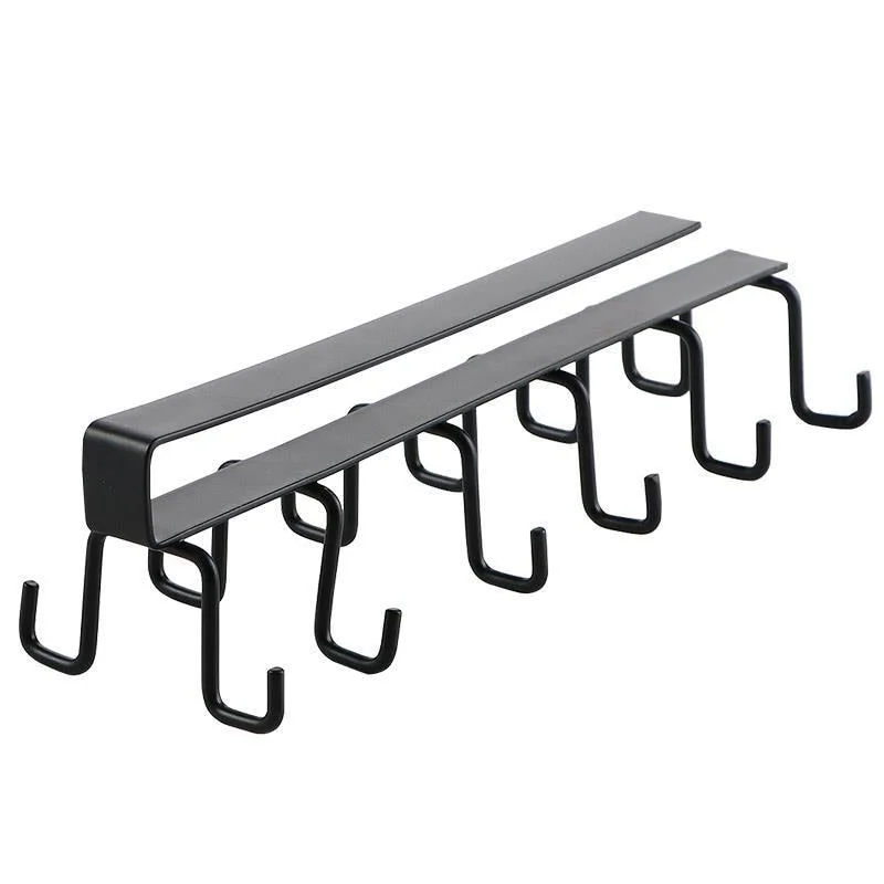 Xpoko Double-Row Hook Hanging Cup Holder Kitchen Hook Rack Punch-free Wall Cabinet kitchen Organiazer Rack Hanging Cup Holder Hanger