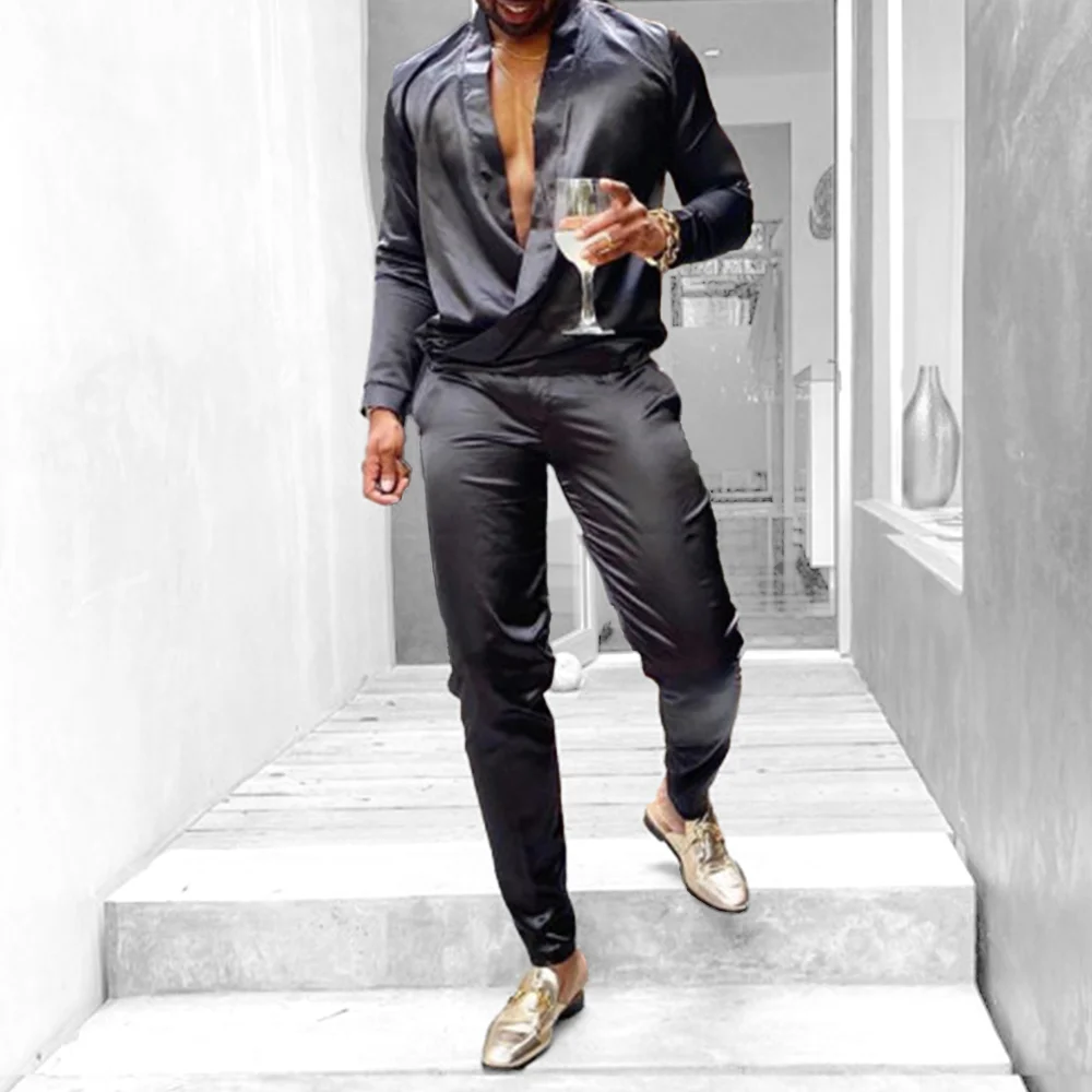 Fashion Men'S Casual Solid Color Long Sleeve Suit