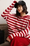 High Quality Women Cashmere Sweater For Autumn Winter 100% Cashmere Knitwear Soft Loose Hoodies Striped Pullover Female Cloth