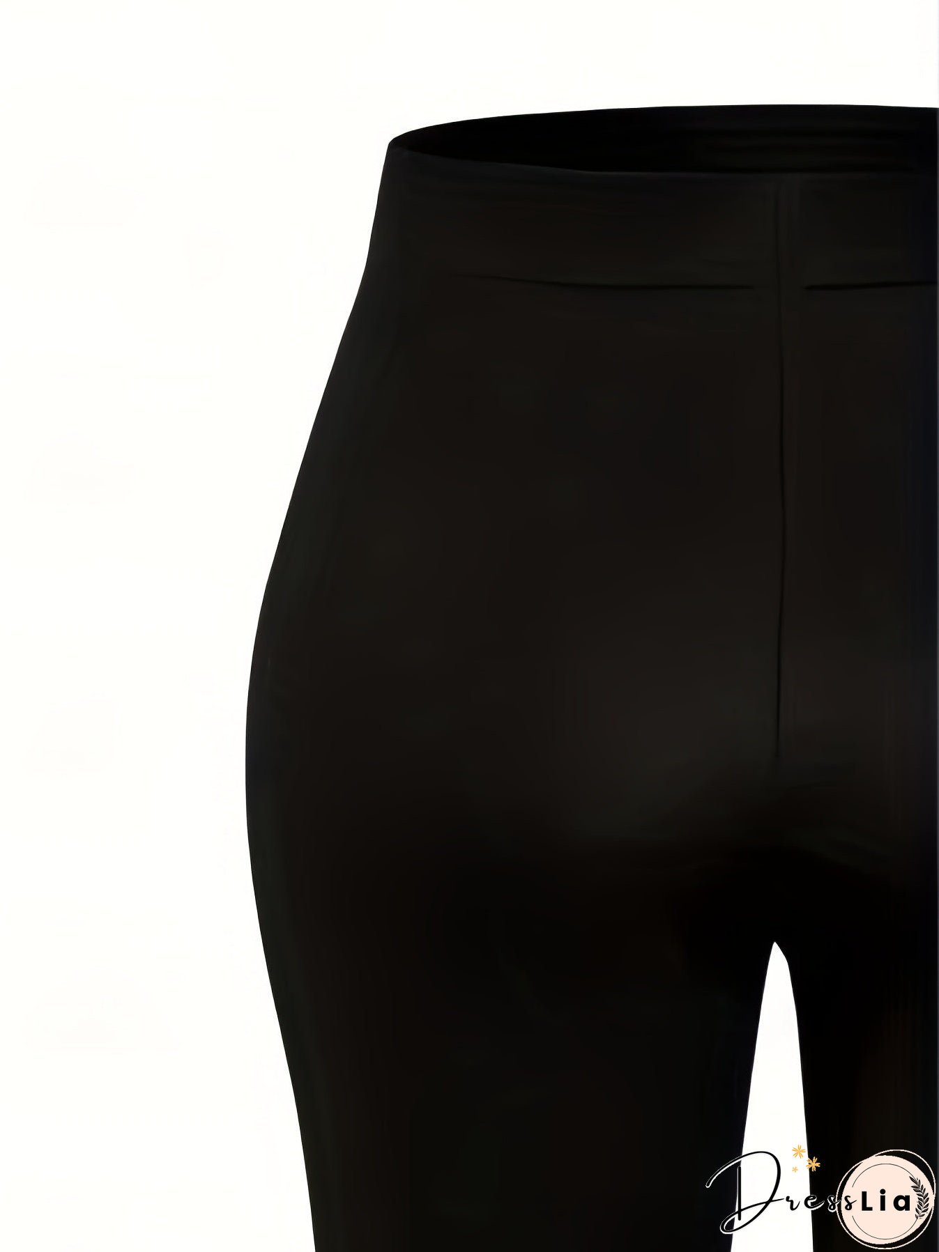 Plus Size Casual Pants, Women's Plus Plain High Waist Slight Stretch Loose Flare Leg Pants