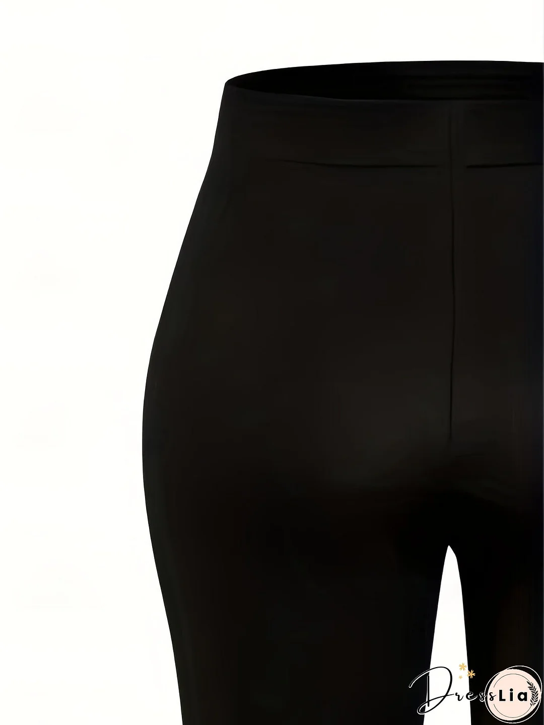 Plus Size Casual Pants, Women's Plus Plain High Waist Slight Stretch Loose Flare Leg Pants