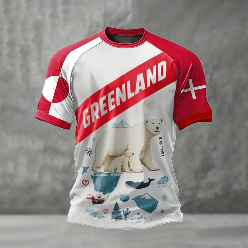 Men's Retro Greenland Print Raglan Sleeve T-shirt artswardrobe