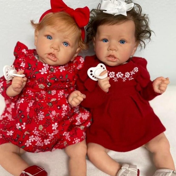 [Holiday Gift] 20"Real Looking Lifelike Handmade Reborn Toddlers Baby Dolls Twin Sisters Cary and Dwight Rebornartdoll® Rebornartdoll®