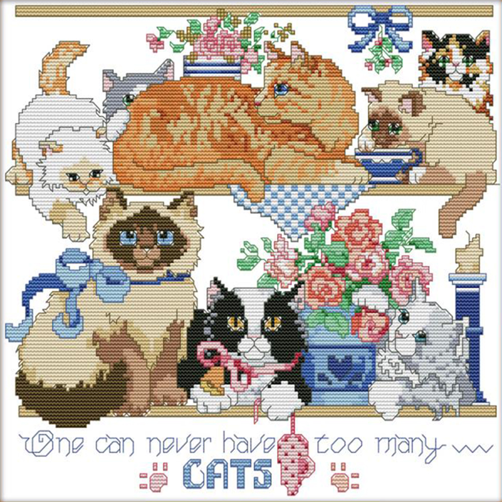 口豪奢 Joysunday 14CT Stamped Cross Stitch - Eight Kittens 3 (34*33cm) その他