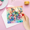 (US Local)6PCS DIY Butterfly Flower Diamond Art Greeting Cards Congratulations Cards