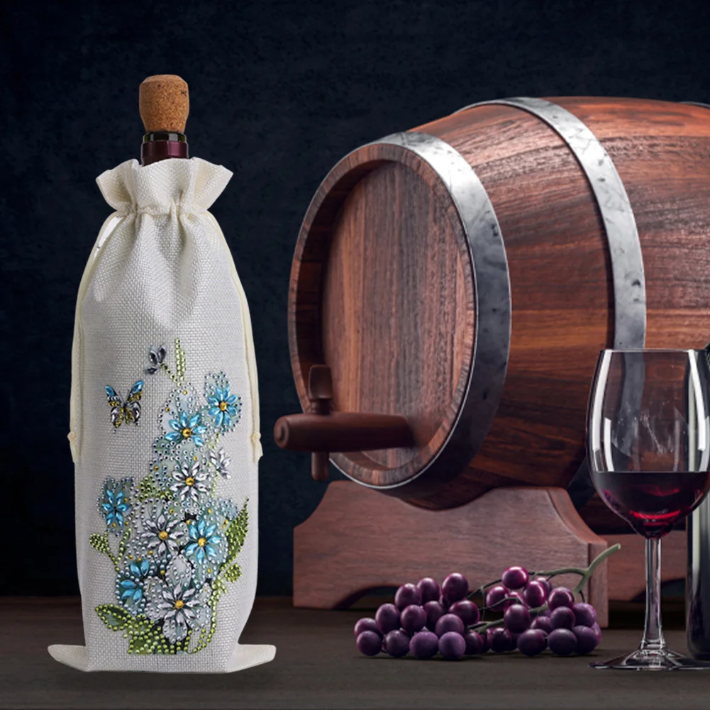 DIY Flowers Diamond Painting Wine Bags Creative Diamond Art Liquor Bottle Covers