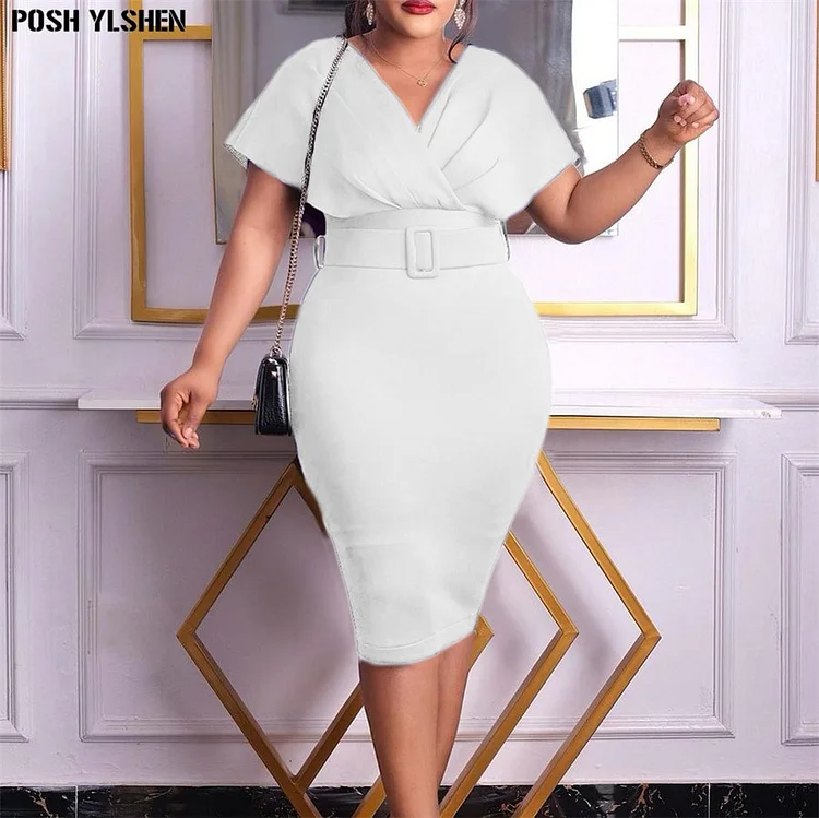 Sexy Summer Bodycon Dress African Dresses for Women 2022 Daily Elegant Bandage Robe Africaine Femme African Clothes With Belt QueenFunky