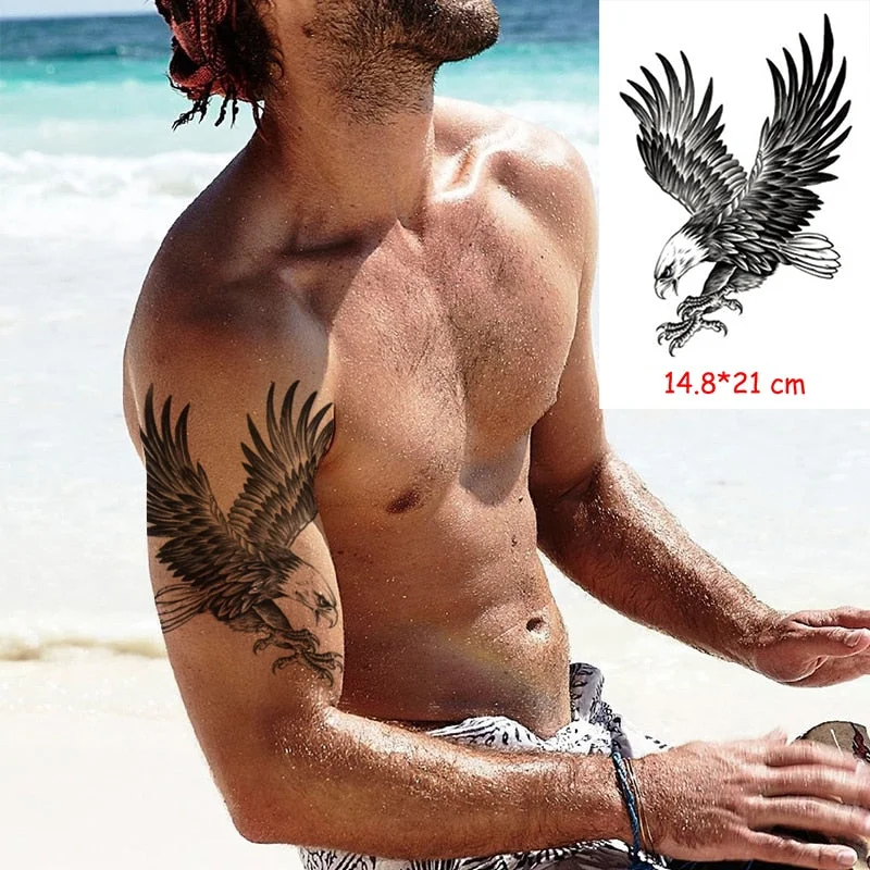 Temporary Tattoo Stickers Rudder Anchor Ocean Waves Fake Tatto Waterproof Tatoo Back Leg Arm Belly Big Size for Women Men Girl