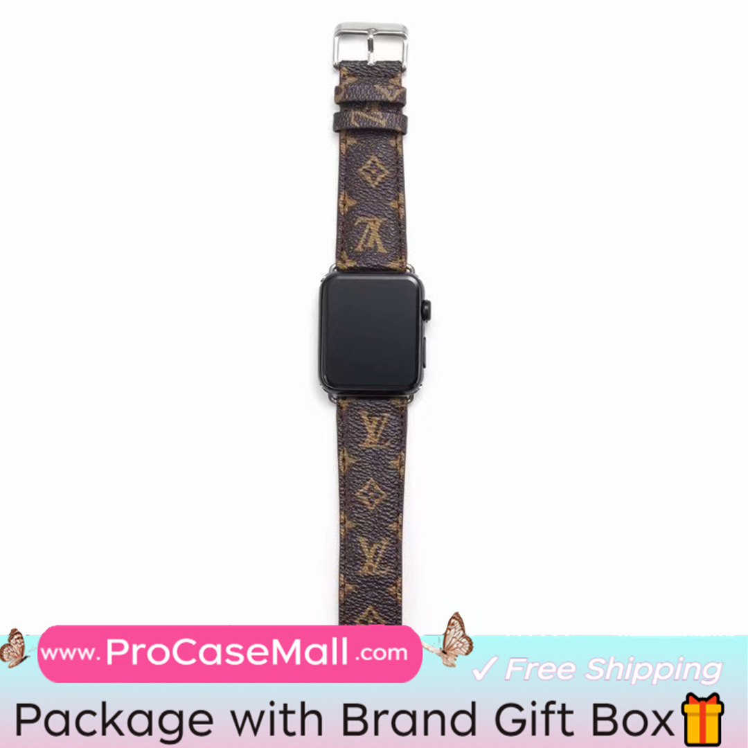 Classic LV Monogram Leather Checkerboard Canvas Apple Watch Strap
