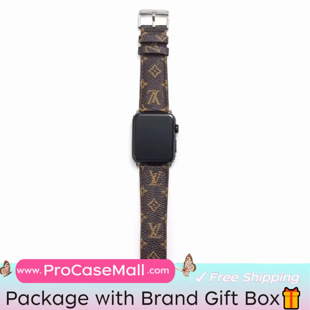 Classic LV Monogram Leather Checkerboard Canvas Apple Watch Strap