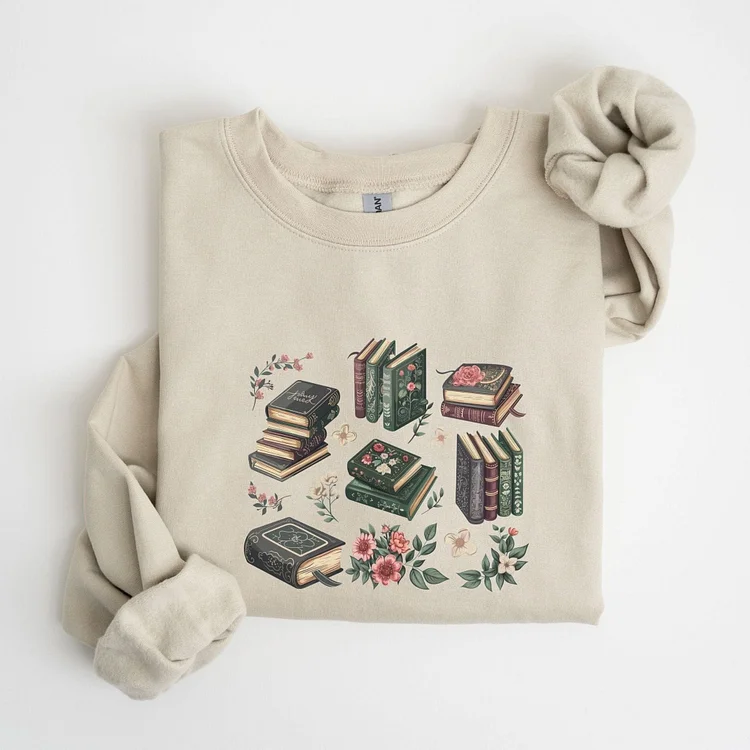 Vintage Floral Books Sweatshirt