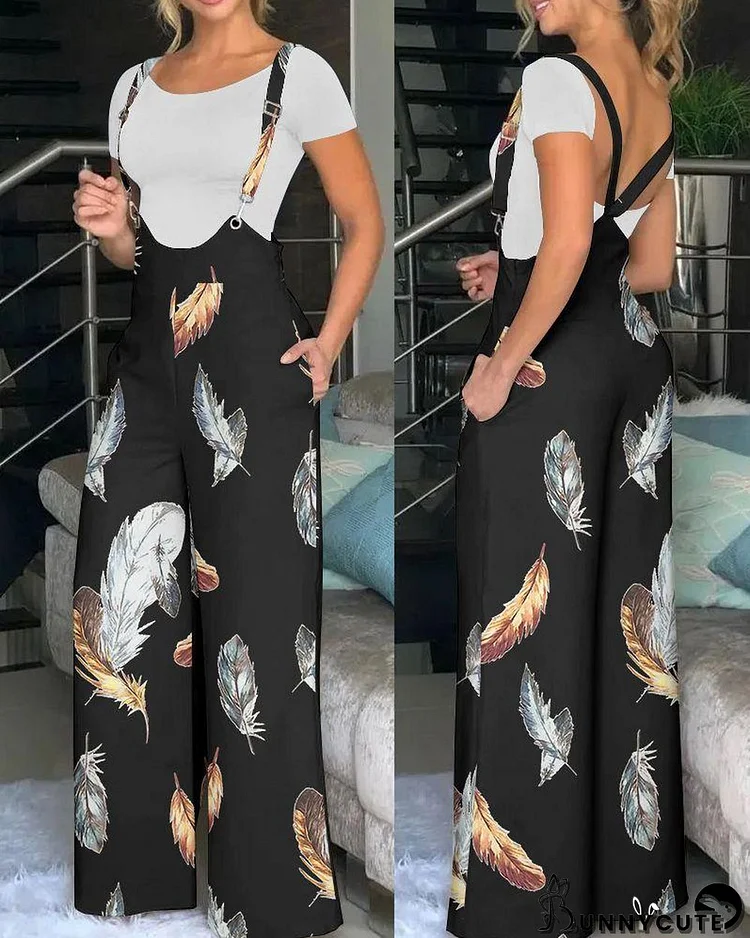 Women's fashion print jumpsuit overalls