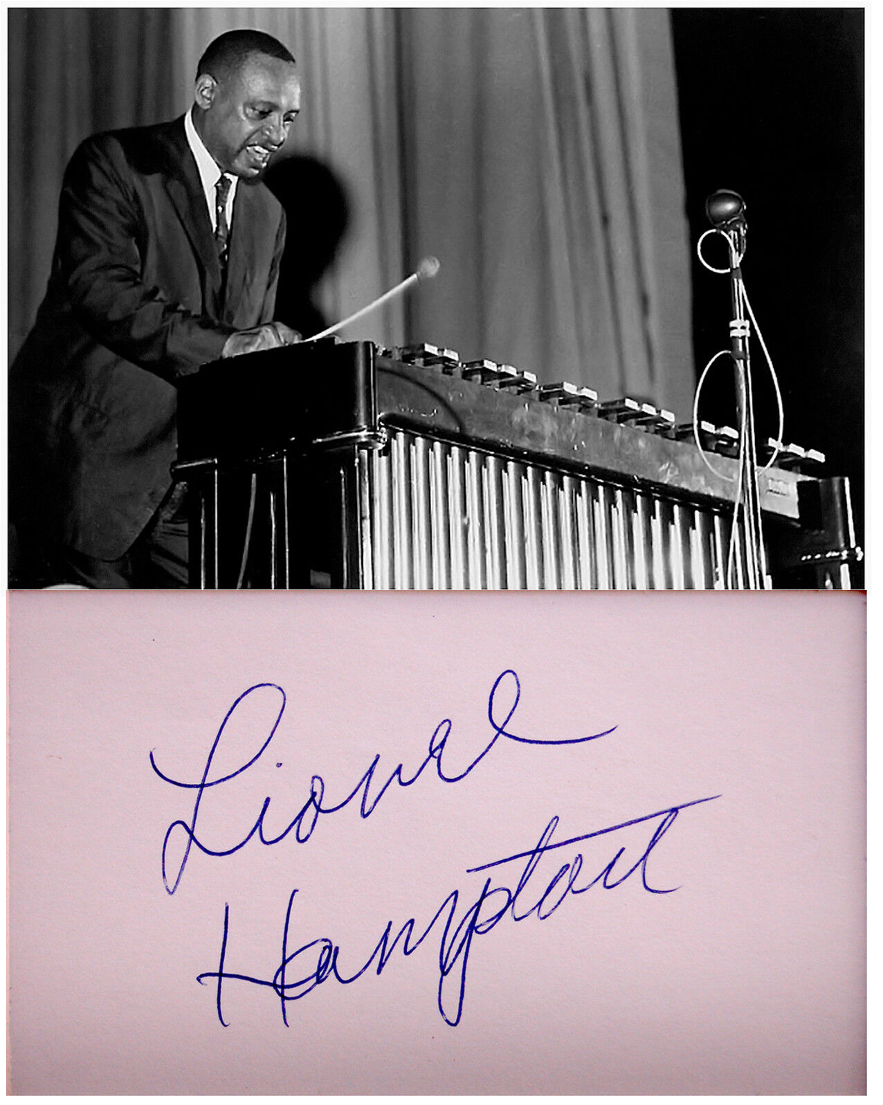 Hand SIGNED AUTOGRAPH Photo Poster painting LIONEL HAMPTON Decorative MAT Vibraphone JAZZ Music