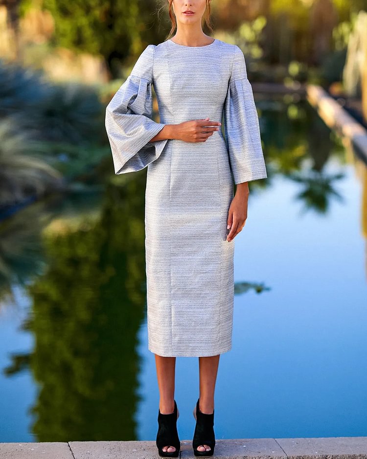 Women's Solid Color Round Neck Dress