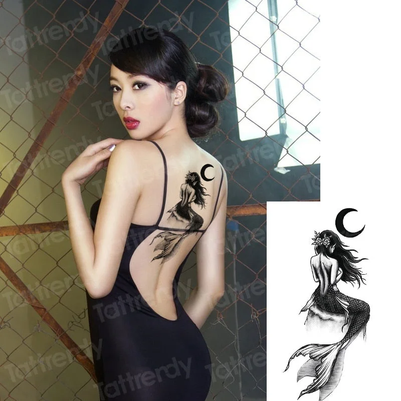 Snake Flower Rose Waterproof Temporary Tattoo Sticker Flash Tattoo Lace Fox Lion Body paint Arm Fake Sleeve Tattoo Women Mermaid