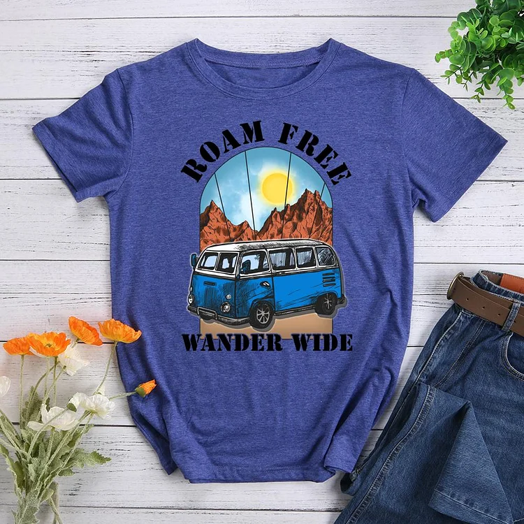 roam free wander wide Round Neck T-shirt-0024195