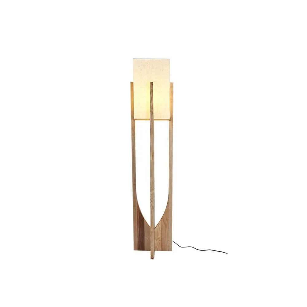 Ozawa Natural Rectangular Wood/Fabric Floor Lamp