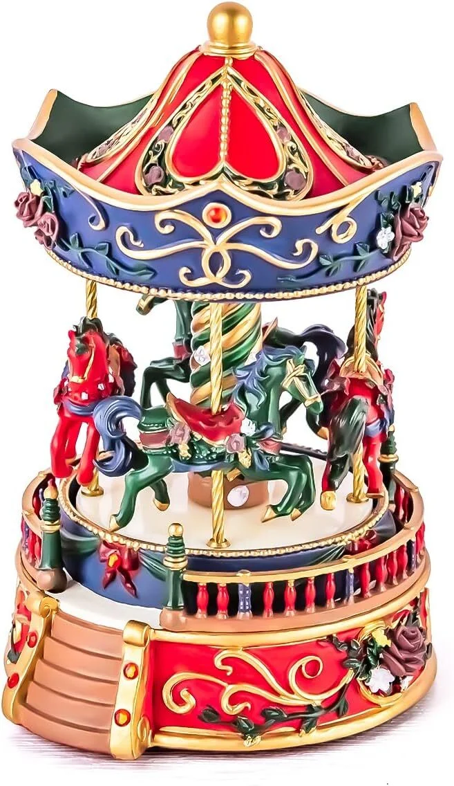 🔥kukelife🔥Mr.Winder Carousel Horse Music Box for Girls, Vintage Musical Box for Women Kids Wife Mom Daughter Birthday Anniversary Valentine Play Castle in The Sky