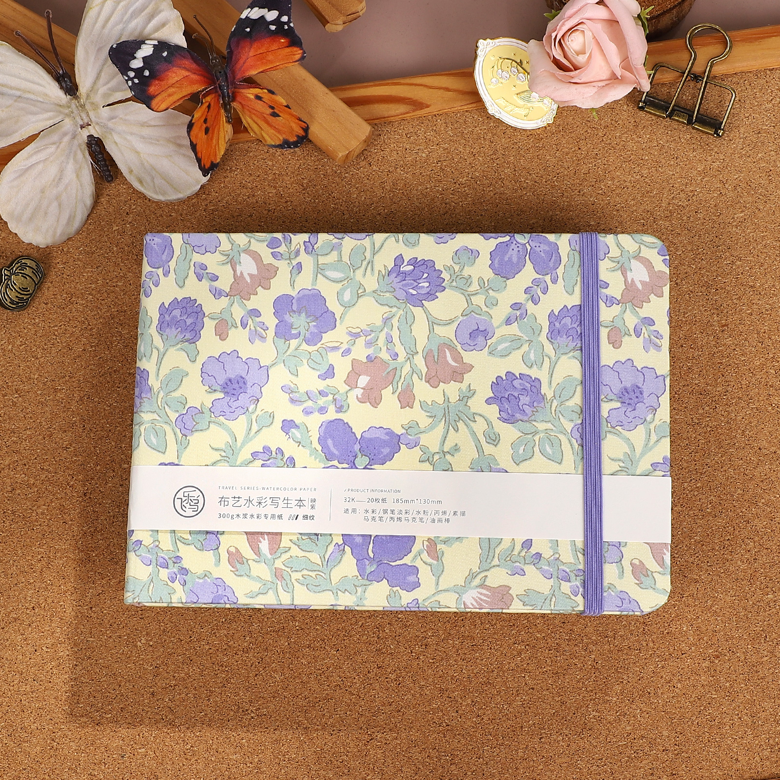 Watercolor Notebook - 20 Pcs/book Vintage Feilebird Fabric Plant Flower 