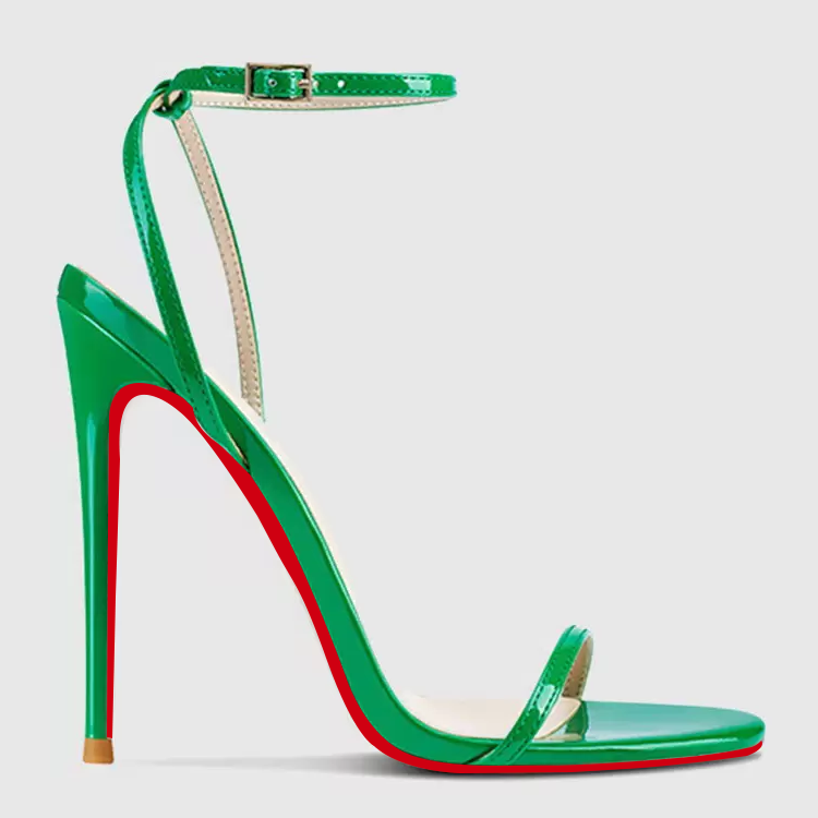 120mm Women's Red Bottom Diamonds Studded Straps Sandals High Heels Open Toe Stiletto Shoes -MERUMOTE