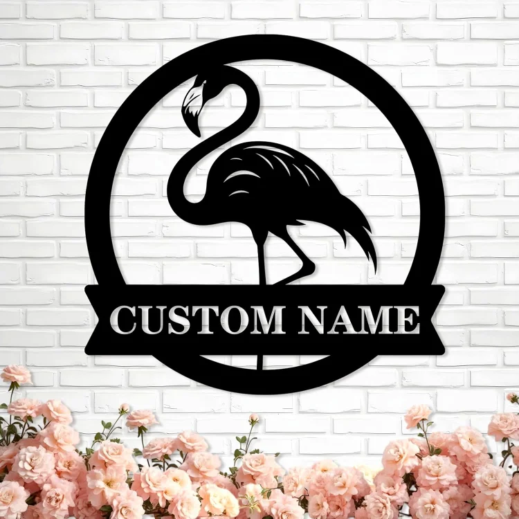 Personalized Beach Metal Sign, Custom Flamingo Metal Name Sign, Metal Wall Sign, Outdoor Pool Patio Sign, Garden Yard Sign, Beach Decor, Coastal House Decor, Metal Wall Decor Gifts for Women Girls