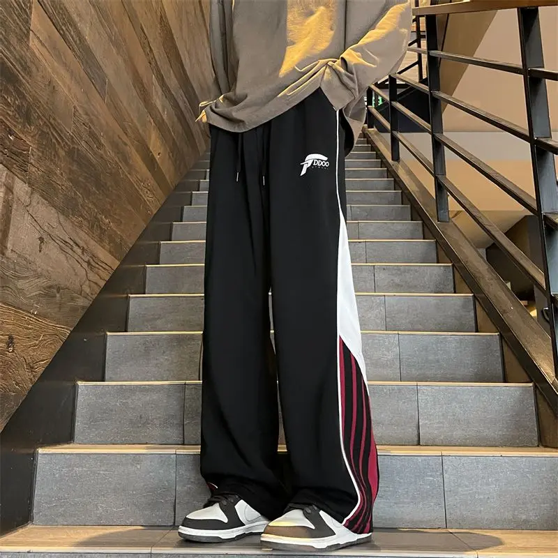 Winzsparks Hip-hop Straight Autumn and Winter Wide Leg Male Sports Pants Trousers Striped Joker Adult Sweat-shirt Training Men's Sweatpants