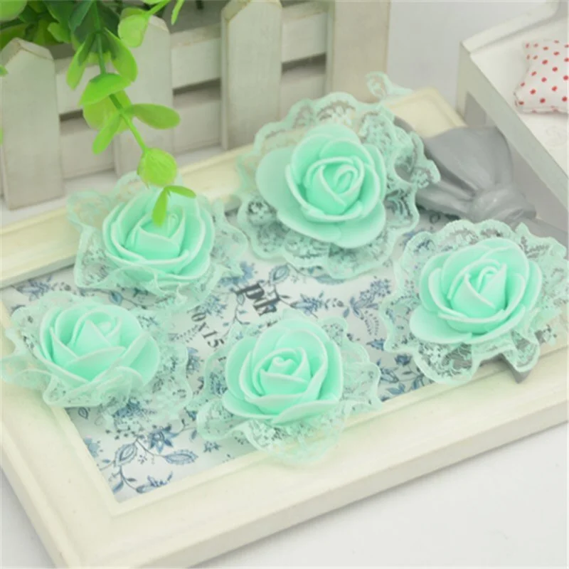 20pcs 3cm Artificial Mini Pe Foam Lace Rose Flower Heads For Wedding Party Decoration Diy Handmade Garland Craft Fake Flowers