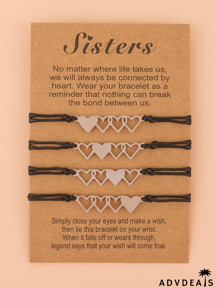 4pcs Heart Decor Bracelet