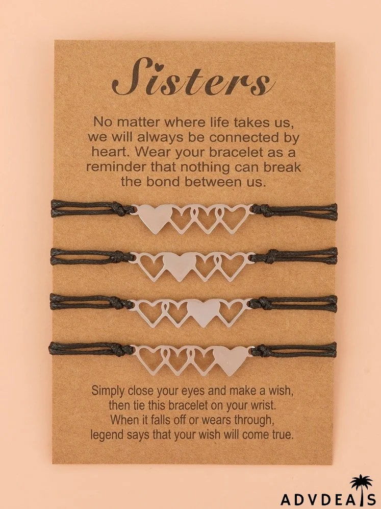4pcs Heart Decor Bracelet