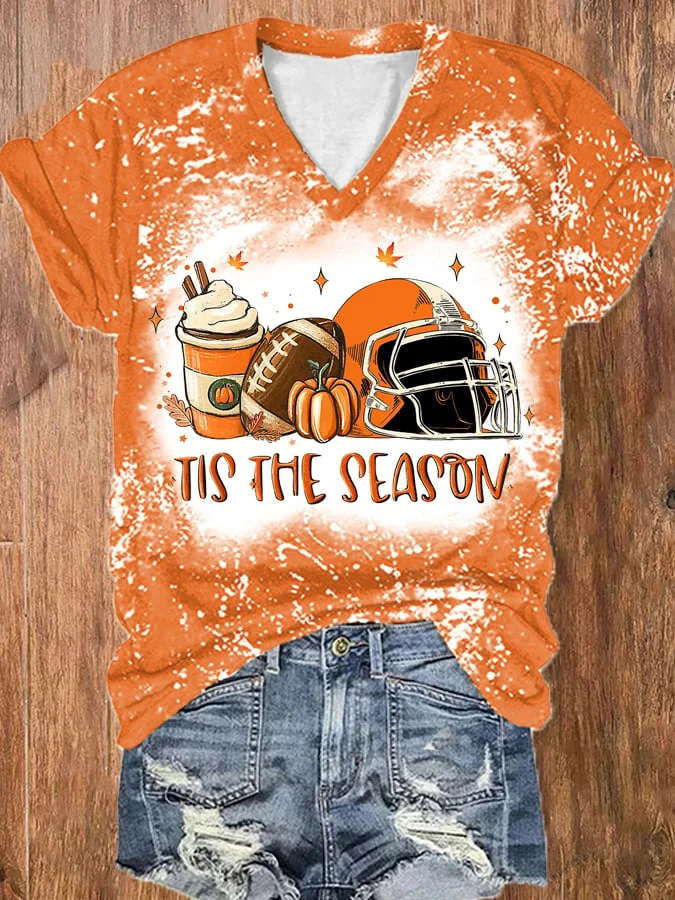 🔥Buy 3 Get 10% Off🔥Women's Tis The Season Football Print T-Shirt