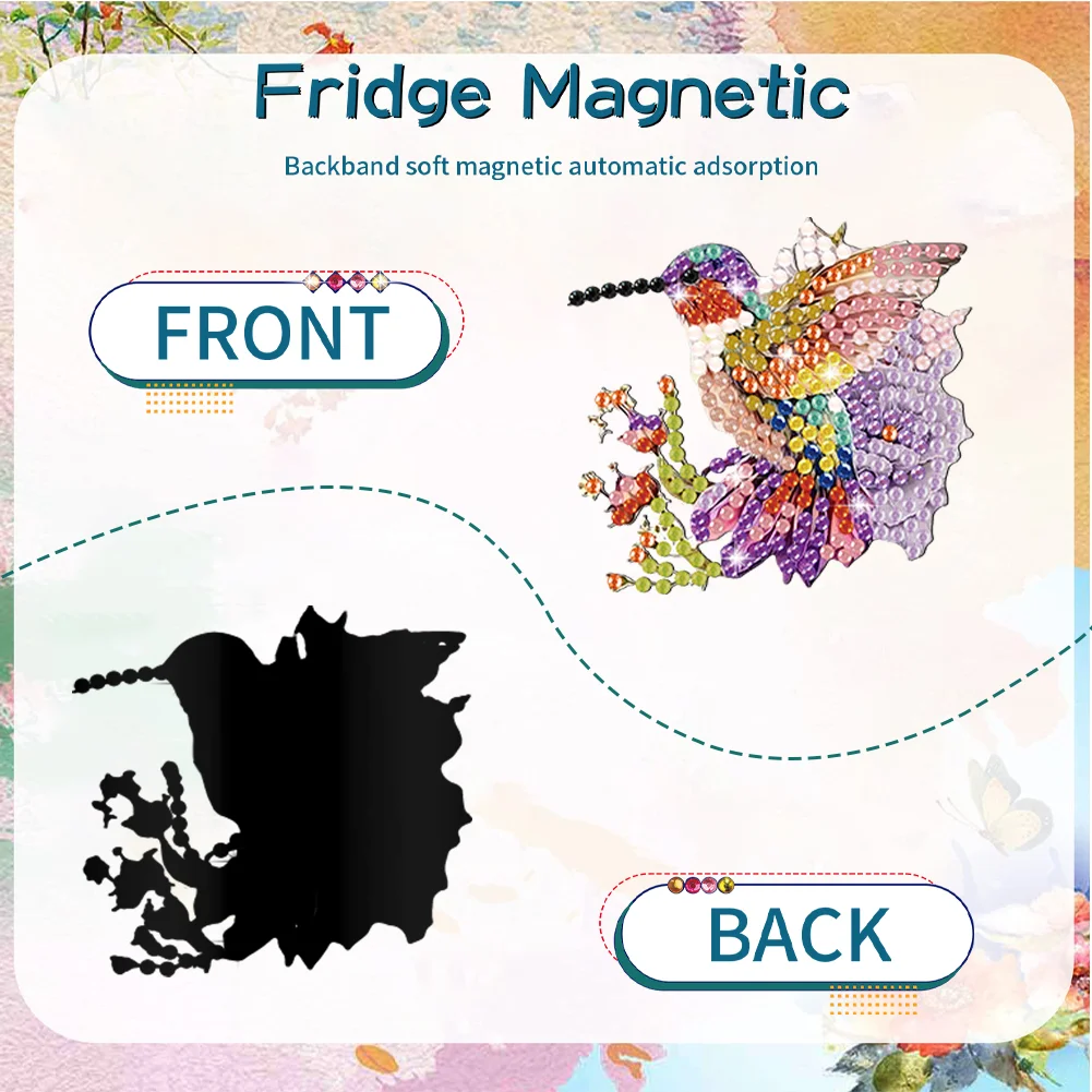 6Pcs DIY Hummingbird Special Shape Diamond Painting Fridge Magnet for DIY Crafts